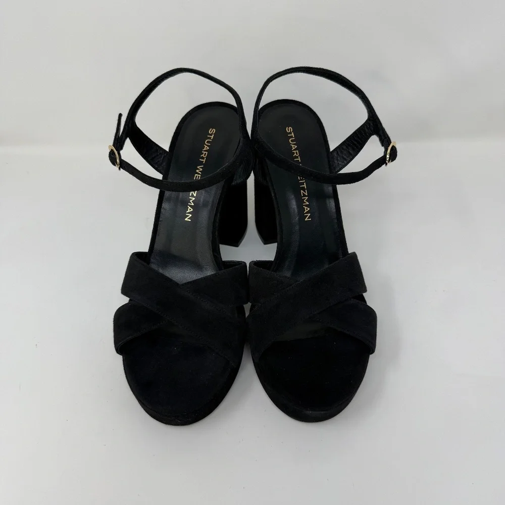 New Stuart Weitzman Dayna Suede Crisscross Platform Sandals Sz US 10